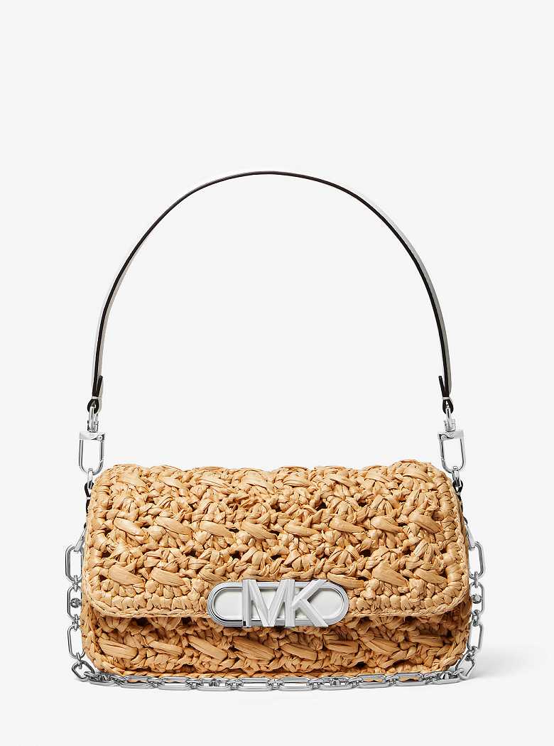 Michael Kors Parker Medium Woven Straw Nat/Opticwht | SN-MK26948