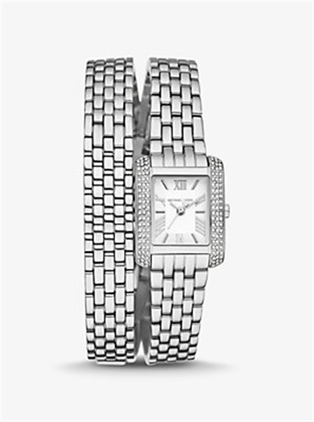 Michael Kors Petite Emery Pavé Silver-Tone Double Wrap Watch Silver | SN-MK28315