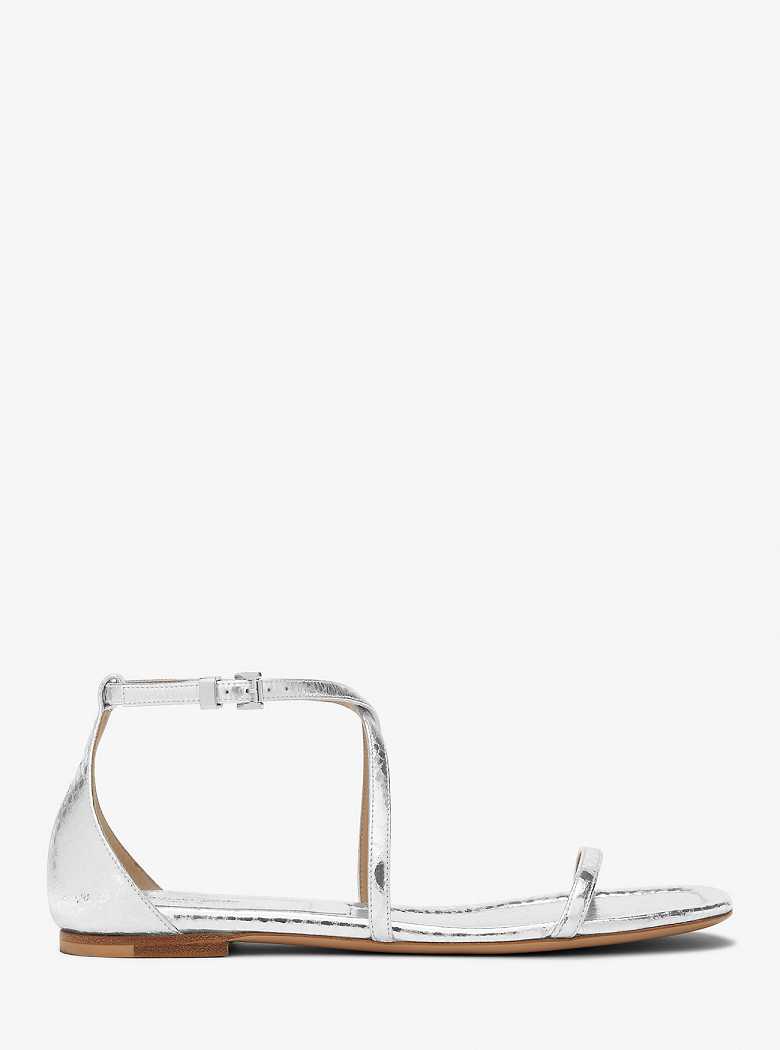 Michael Kors Polly Metallic Python Embossed Leather Silver | SN-MK27687