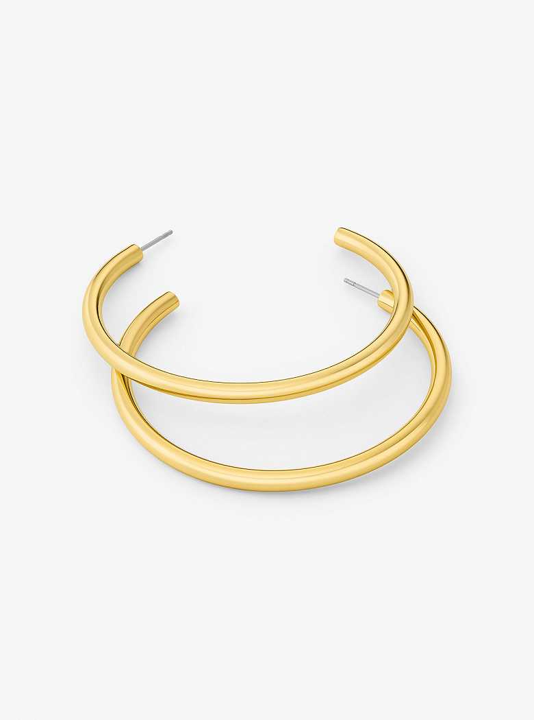 Michael Kors Precious-Metal Plated Brass Large Hoop Gold | SN-MK27769