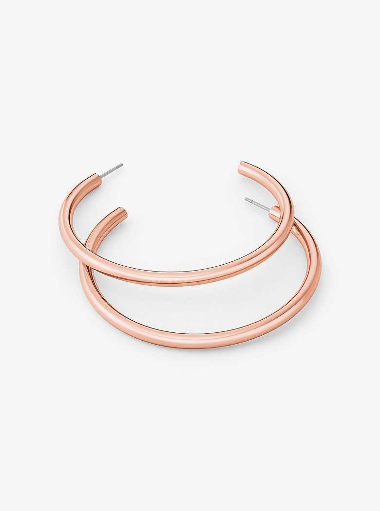 Michael Kors Precious-Metal Plated Brass Large Hoop Rose Gold | SN-MK27780