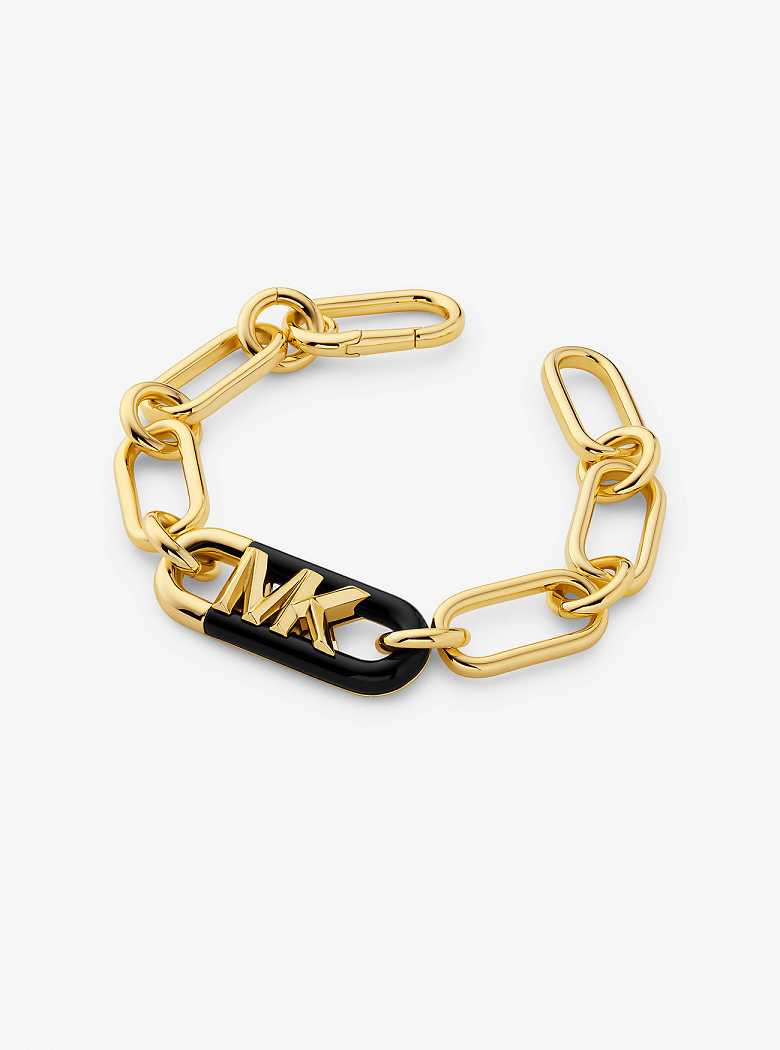 Michael Kors Precious Metal-Plated Brass and Acetate Empire Logo Gold | SN-MK27724