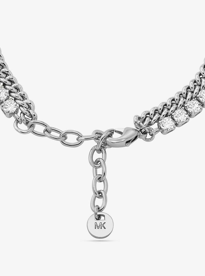 Michael Kors Precious Metal-Plated Brass Double Chain Tennis Silver | SN-MK27732