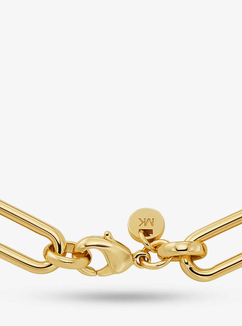 Michael Kors Precious Metal-Plated Brass Empire Logo Chain Link Gold | SN-MK27734