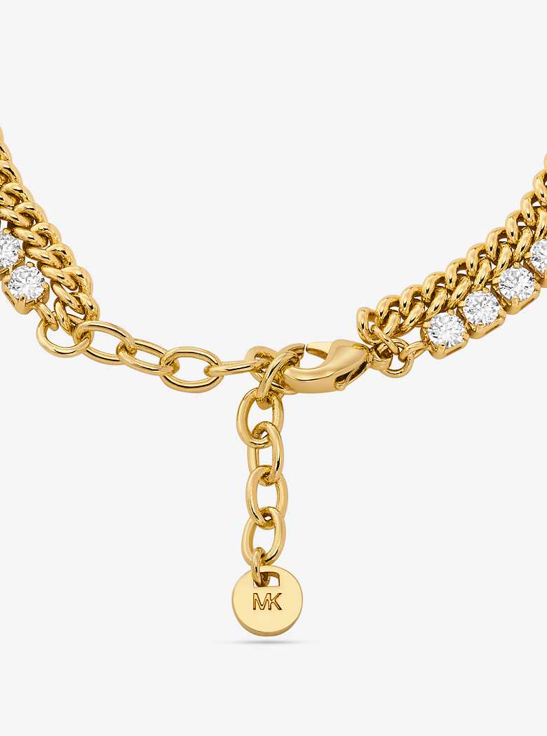 Michael Kors Precious Metal-Plated Brass Double Chain Tennis Gold | SN-MK27740