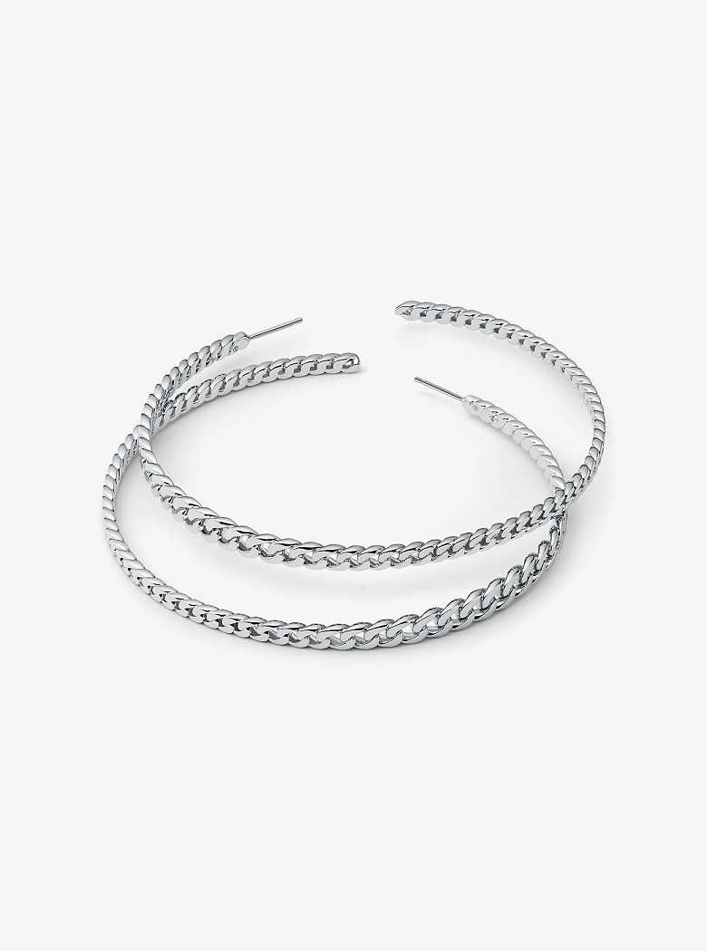 Michael Kors Precious Metal-Plated Brass Curb Link Hoop Silver | SN-MK27783