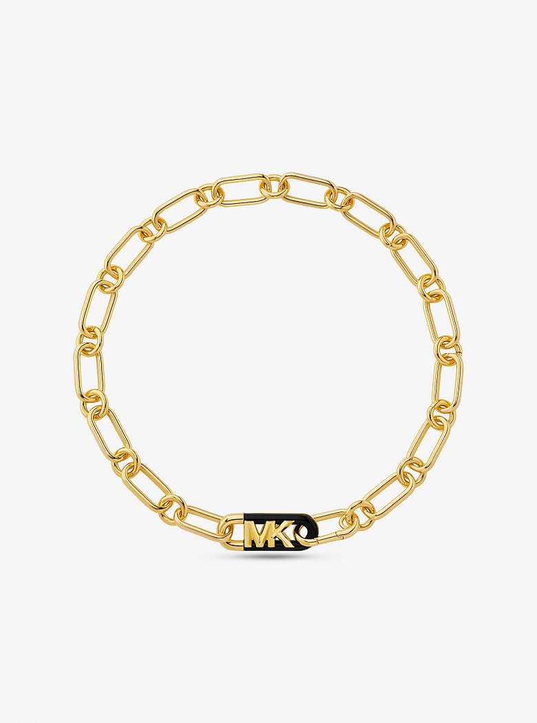 Michael Kors Precious Metal-Plated Brass and Acetate Empire Logo Chain Gold | SN-MK27788