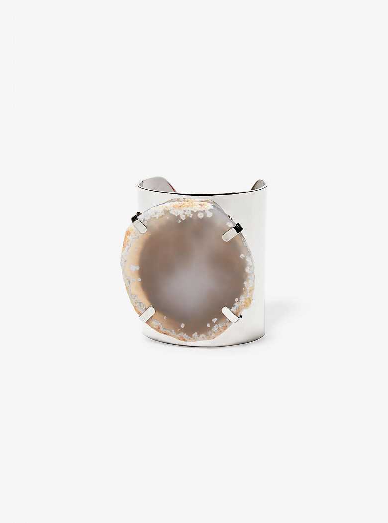 Michael Kors Precious Metal-Plated Brass and Agate Cuff Silver/Taupe | SN-MK27812