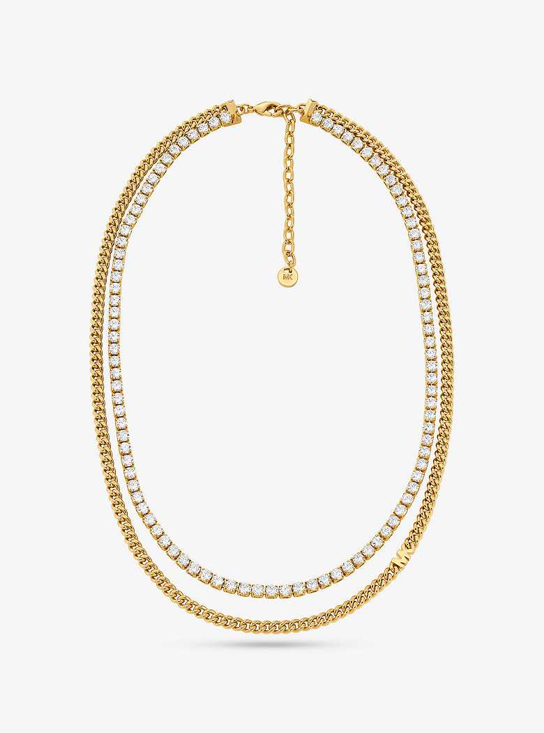 Michael Kors Precious Metal-Plated Brass Double Chain Tennis Gold | SN-MK27816