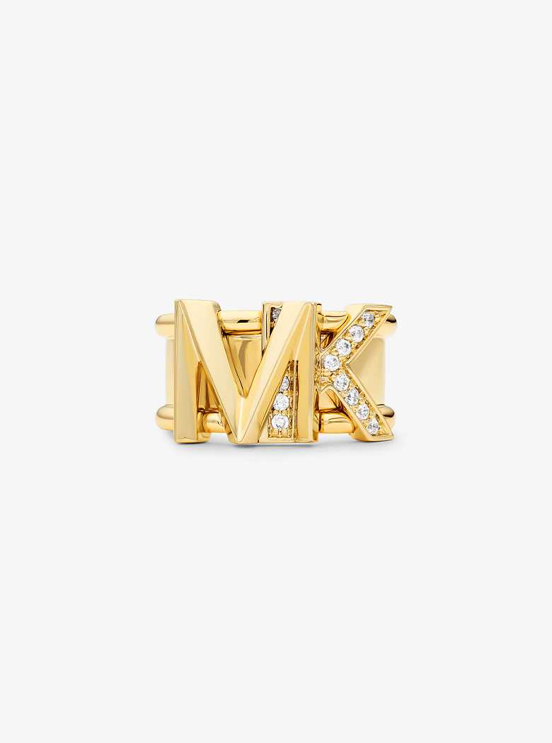 Michael Kors Precious Metal-Plated Brass Pavé Logo Gold | SN-MK27843