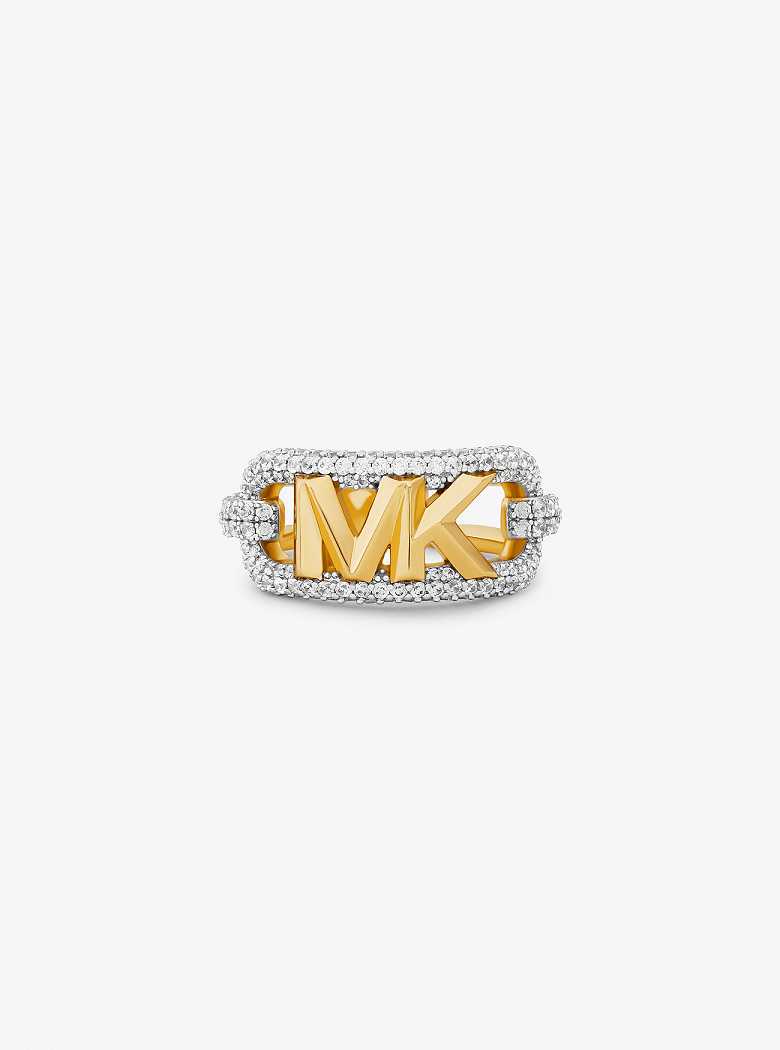 Michael Kors Precious Metal-Plated Brass Pavé Empire Logo Two Tone | SN-MK27845