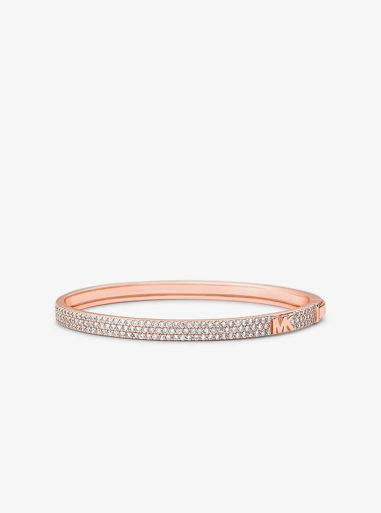 Michael Kors Precious Metal-Plated Sterling Silver Pavé Logo Rose Gold | SN-MK27715