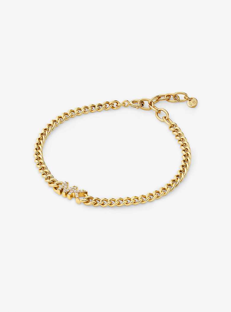 Michael Kors Precious Metal-Plated Sterling Silver Logo Curb Link Gold | SN-MK27717