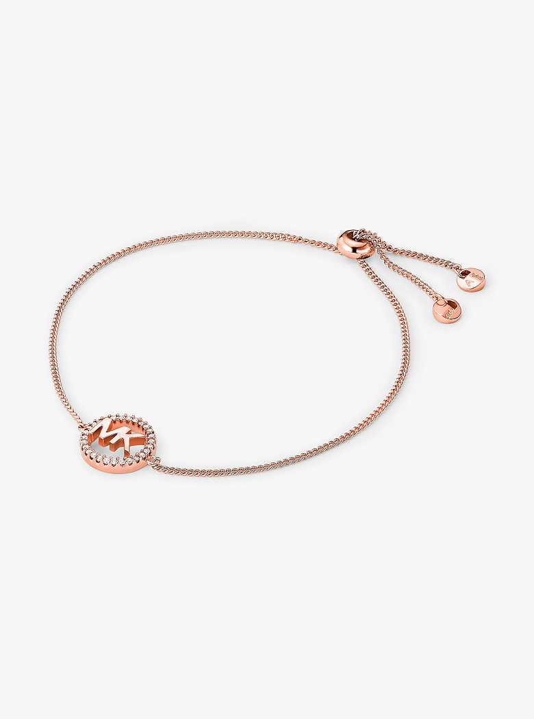 Michael Kors Precious Metal-Plated Sterling Silver Logo Slider Rose Gold | SN-MK27731