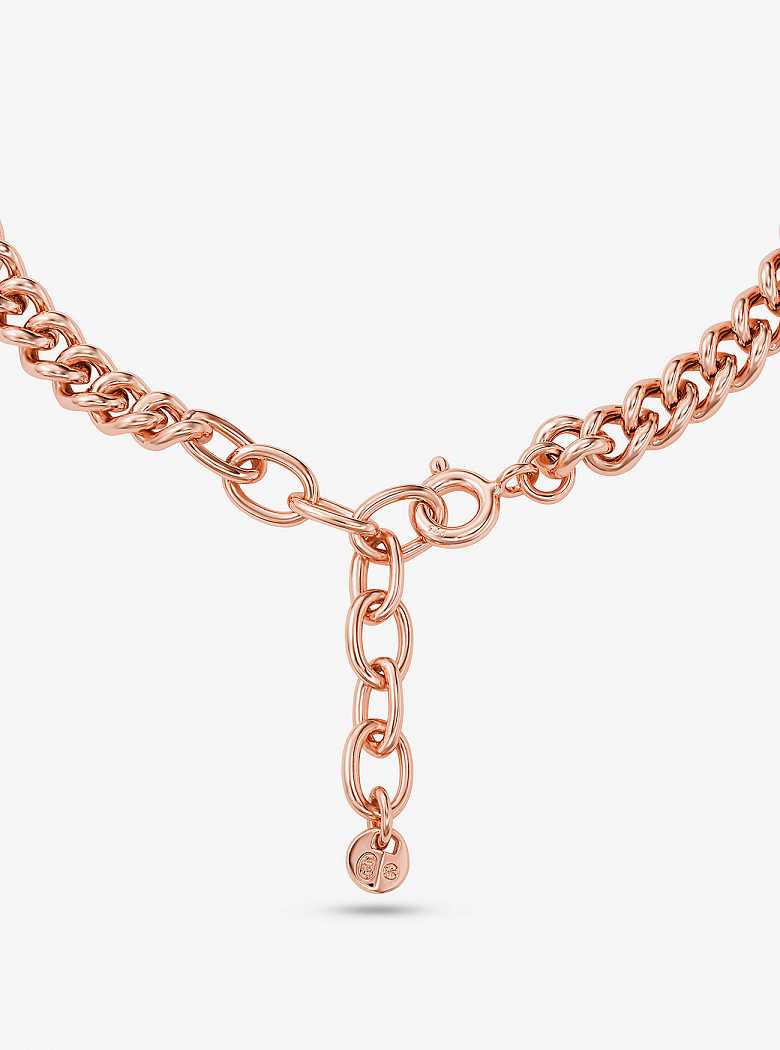 Michael Kors Precious Metal-Plated Sterling Silver Logo Curb Link Rose Gold | SN-MK27743