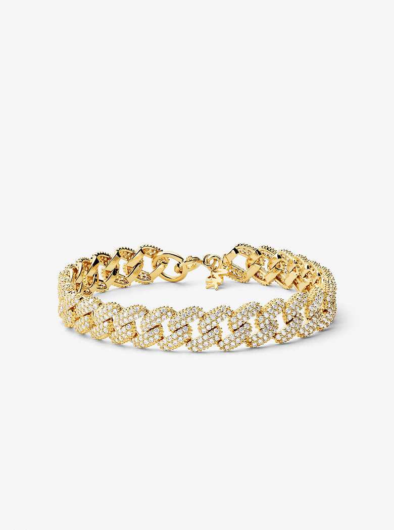 Michael Kors Precious Metal-Plated Sterling Silver Pavé Curb Link Gold | SN-MK27750