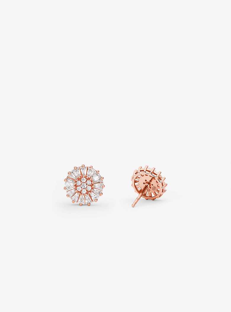 Michael Kors Precious Metal-Plated Sterling Silver Pavé Stud Rose Gold | SN-MK27768