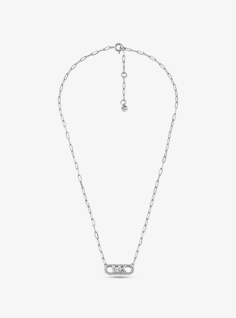 Michael Kors Precious Metal-Plated Sterling Silver Empire Logo Chain Link Silver | SN-MK27792