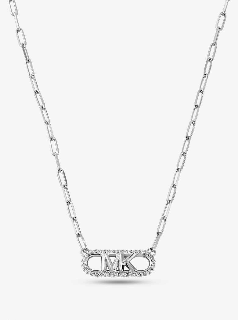 Michael Kors Precious Metal-Plated Sterling Silver Empire Logo Chain Link Silver | SN-MK27792