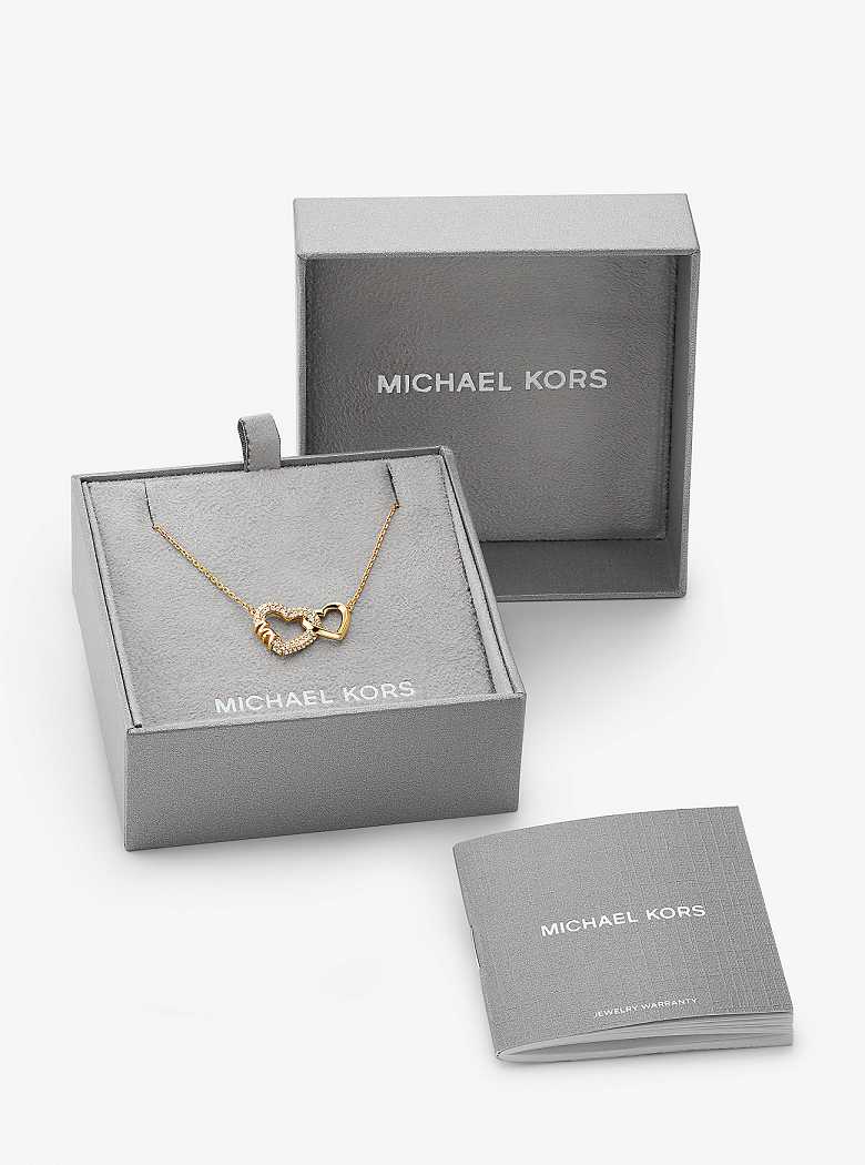 Michael Kors Precious Metal-Plated Sterling Silver Interlocking Hearts Gold | SN-MK27817