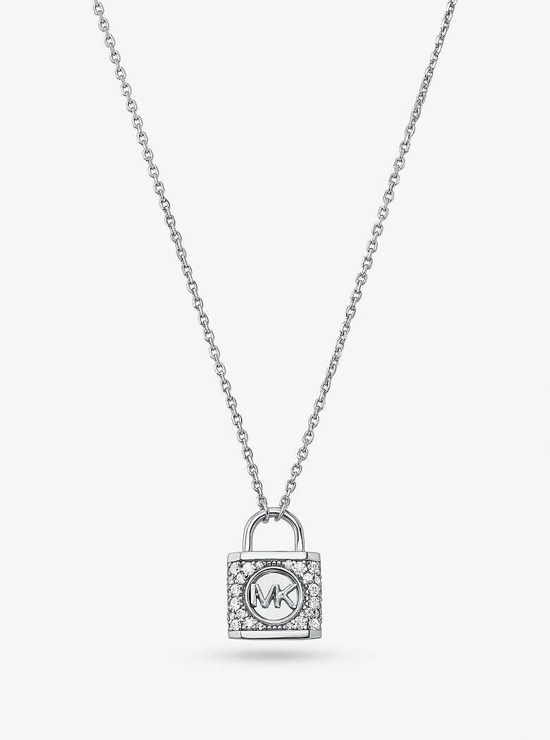 Michael Kors Precious Metal-Plated Sterling Silver Pavé Lock Silver | SN-MK27825