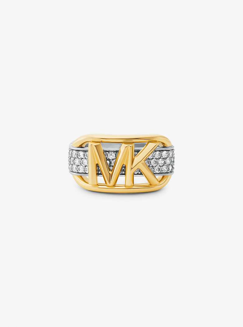 Michael Kors Precious Metal-Plated Sterling Silver Pavé Empire Logo Two Tone | SN-MK27835