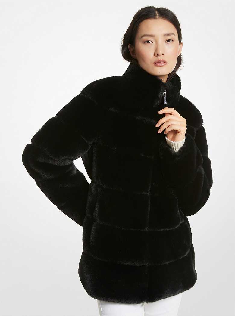 Michael Kors Quilted Faux Fur Black | SN-MK26635