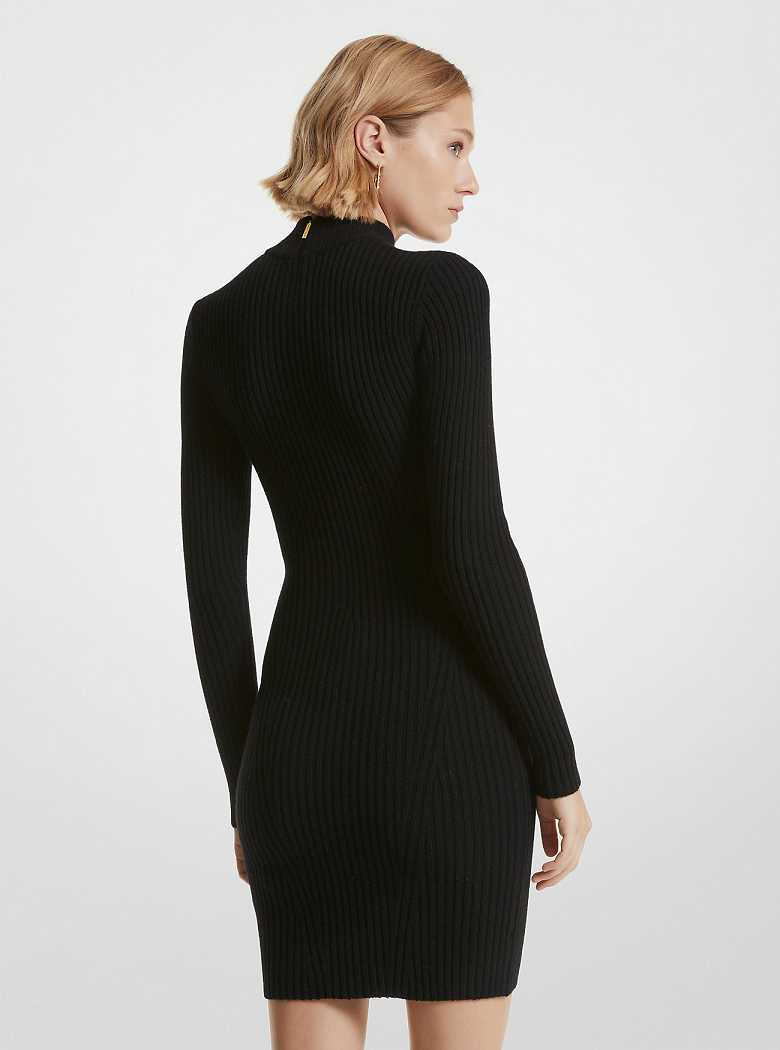 Michael Kors Ribbed Merino Wool Blend Black | SN-MK26733