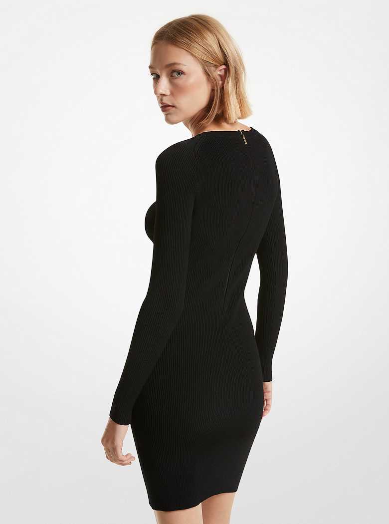 Michael Kors Ribbed Stretch Knit Cutout Black | SN-MK26744