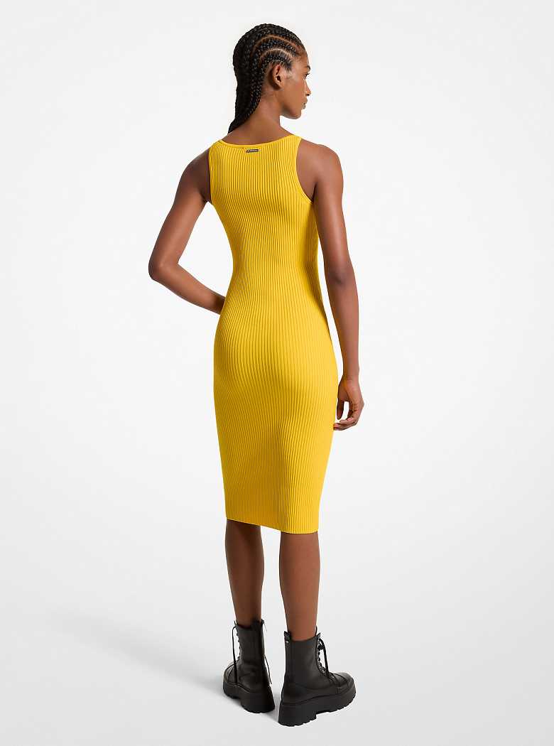 Michael Kors Ribbed Stretch Knit Midi Tank Bright Dandelion | SN-MK26734