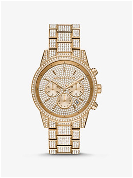 Michael Kors Ritz Pavé Gold-Tone Watch Gold | SN-MK28425