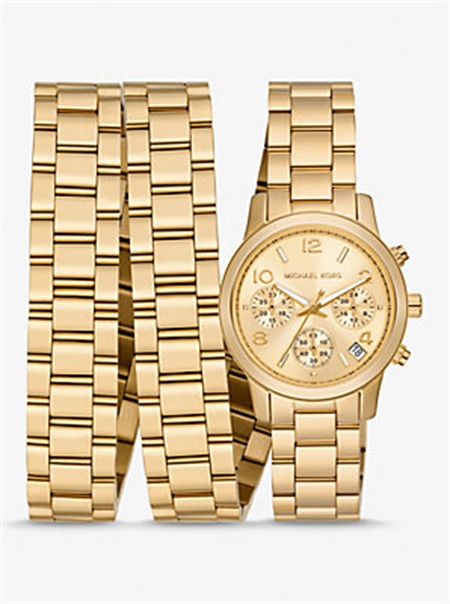 Michael Kors Runway 18K Gold-Plated Stainless Steel Triple Wrap Watch Gold | SN-MK28362