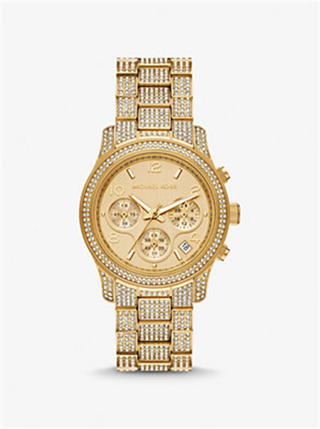 Michael Kors Runway Pavé Gold-Tone Watch Gold | SN-MK28326