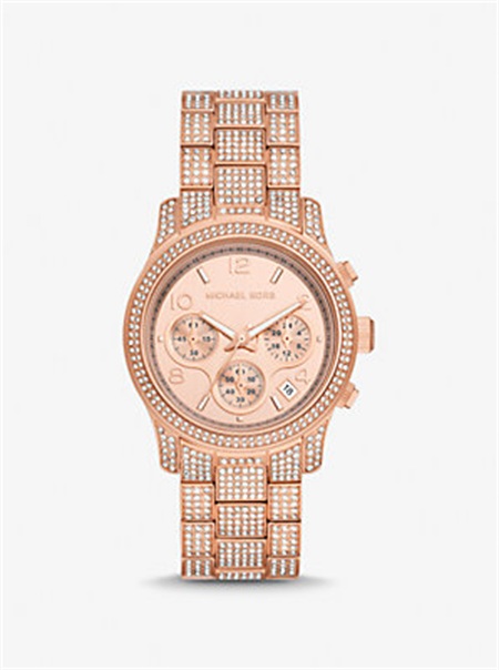 Michael Kors Runway Pavé Rose Gold-Tone Watch Rose Gold | SN-MK28325