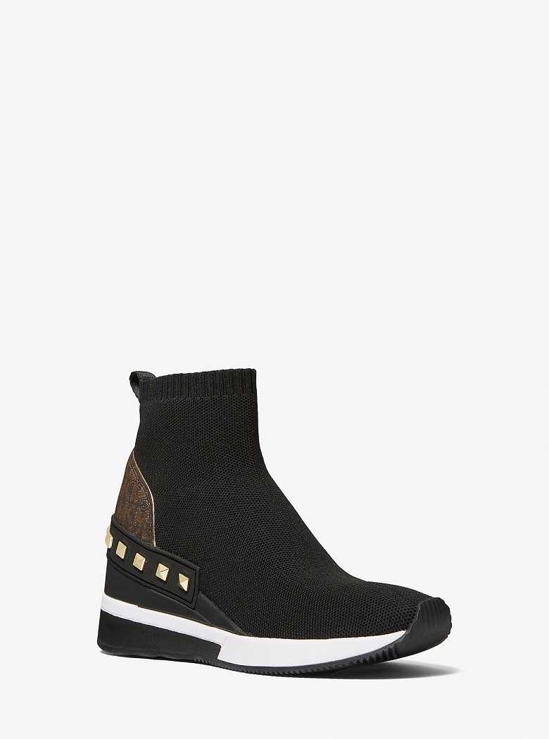 Michael Kors Skyler Studded Stretch Knit Sock Black | SN-MK27459