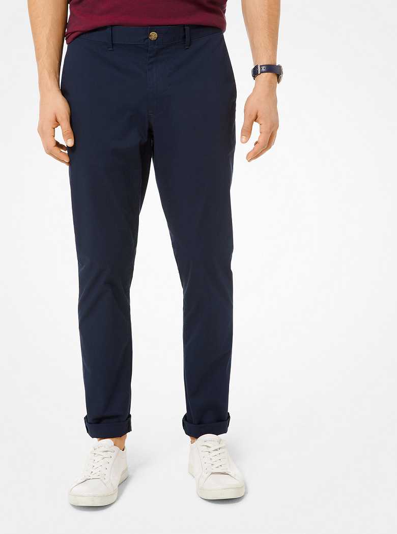 Michael Kors Slim-Fit Washed Poplin Chinos Midnight | SN-MK28037