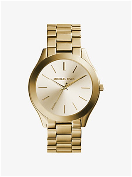 Michael Kors Slim Runway Gold-Tone Stainless Steel Watch Gold | SN-MK28335