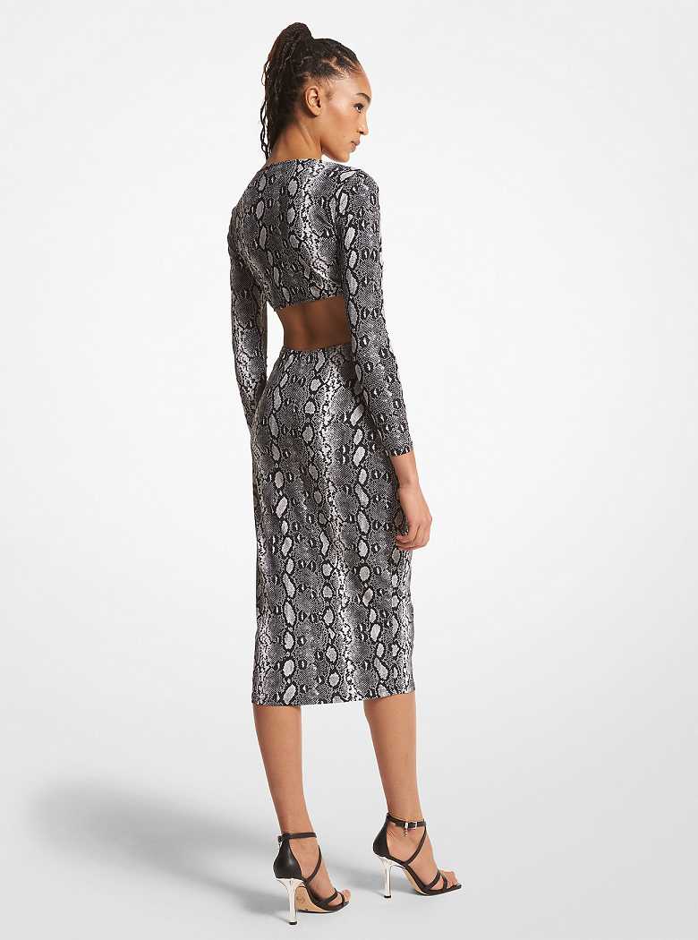 Michael Kors Snake Print Matte Jersey Cutout Black | SN-MK26748