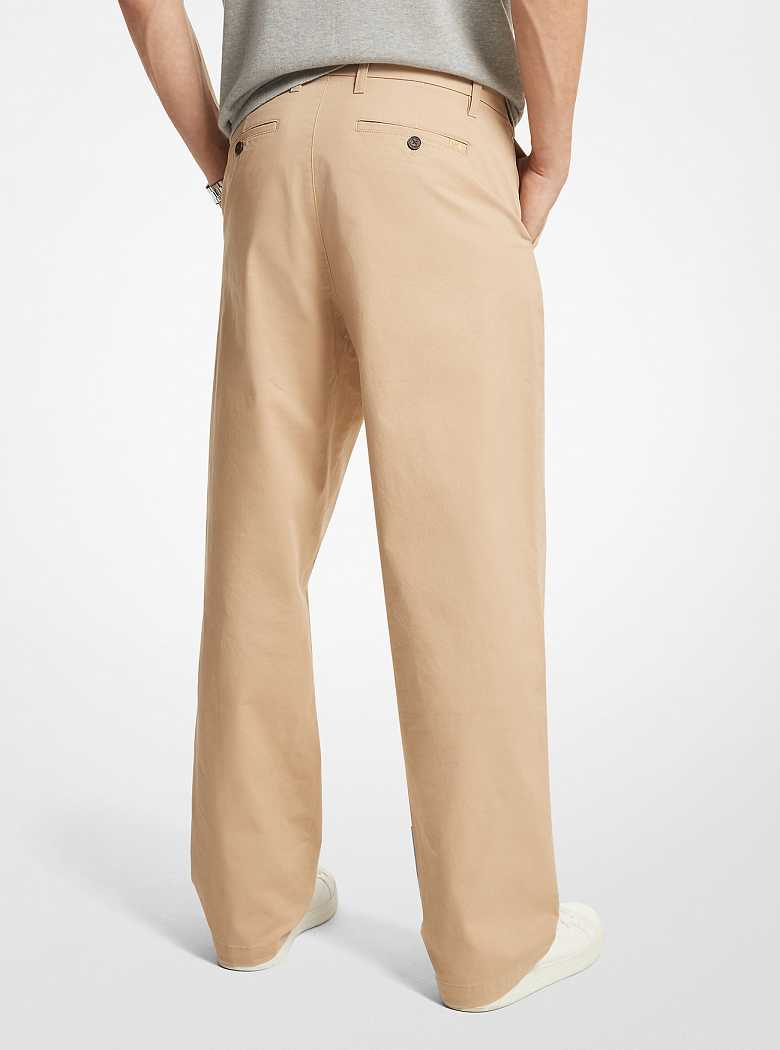 Michael Kors Stretch Cotton Wide-Leg Khaki | SN-MK28015