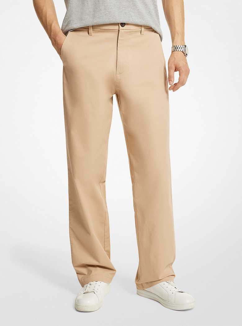 Michael Kors Stretch Cotton Wide-Leg Khaki | SN-MK28015