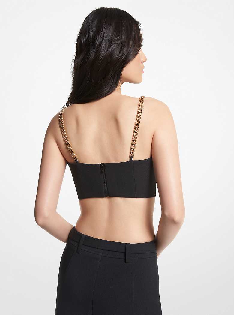 Michael Kors Stretch Crepe Bustier Top Black | SN-MK26525