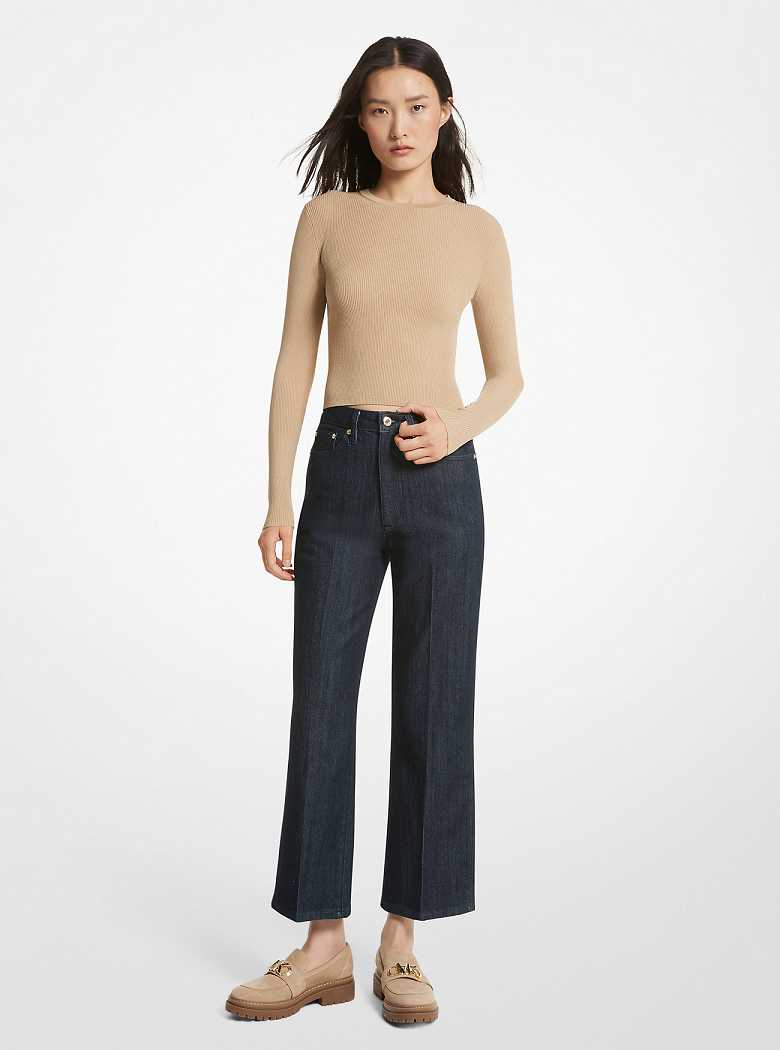 Michael Kors Stretch Denim Cropped Flared Rinse | SN-MK26555