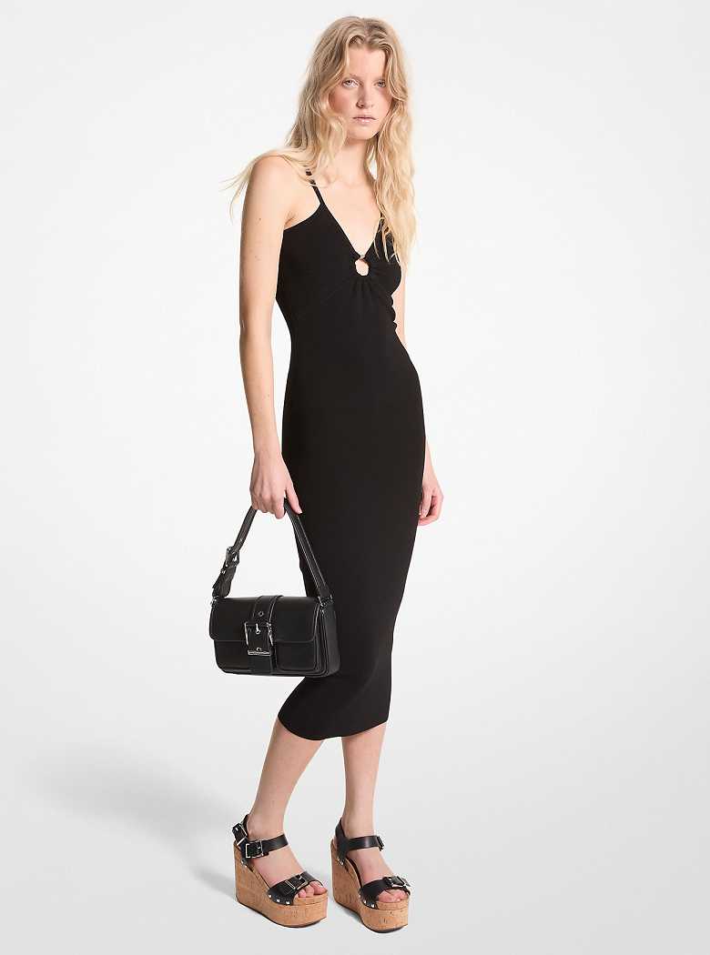 Michael Kors Stretch Knit Cutout Midi Black | SN-MK26653