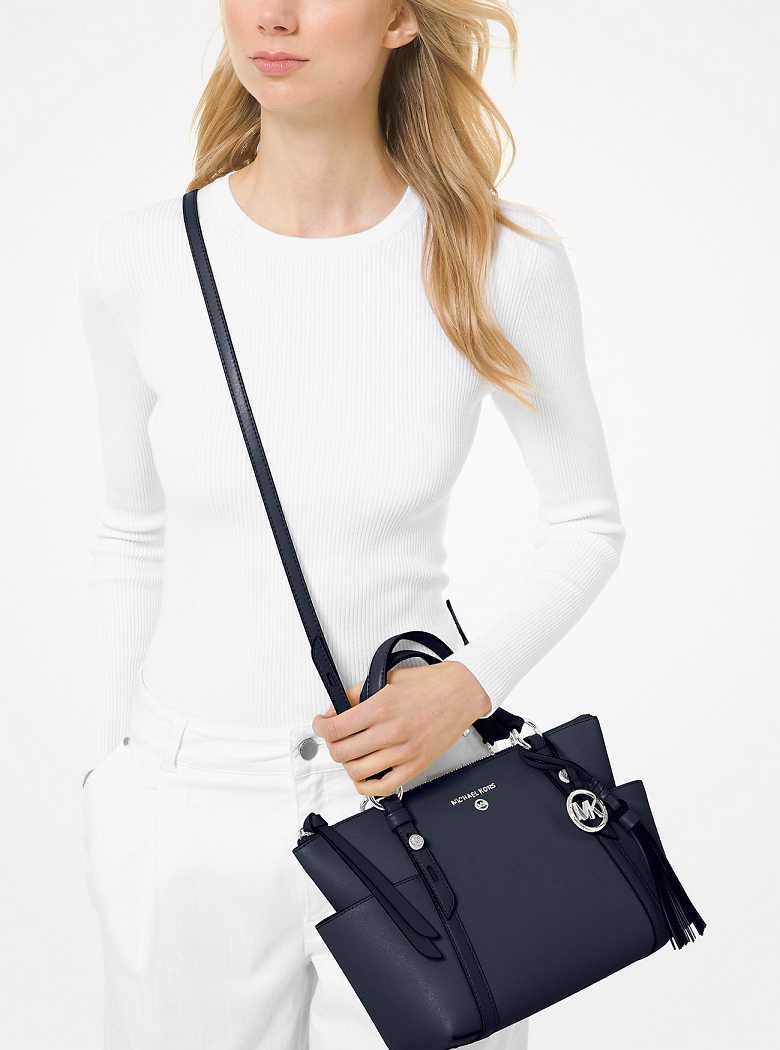 Michael Kors Sullivan Small Saffiano Leather Top-Zip Navy | SN-MK26917