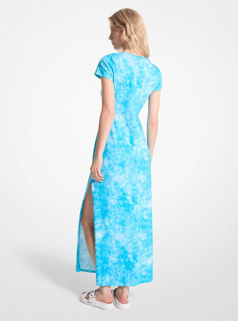 Michael Kors Tie-Dyed Stretch Cotton Maxi Milos Blue | SN-MK26658