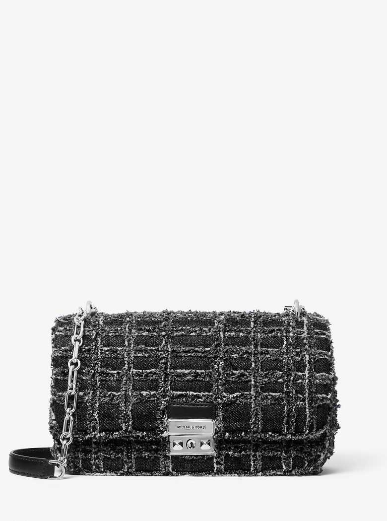 Michael Kors Tribeca Large Frayed Denim Black | SN-MK27006