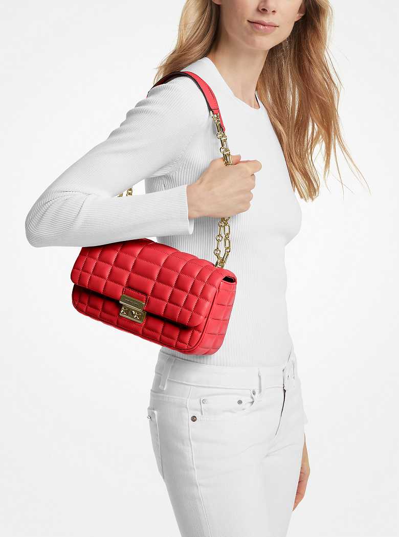 Michael Kors Tribeca Large Quilted Leather Lacquer Red | SN-MK26997