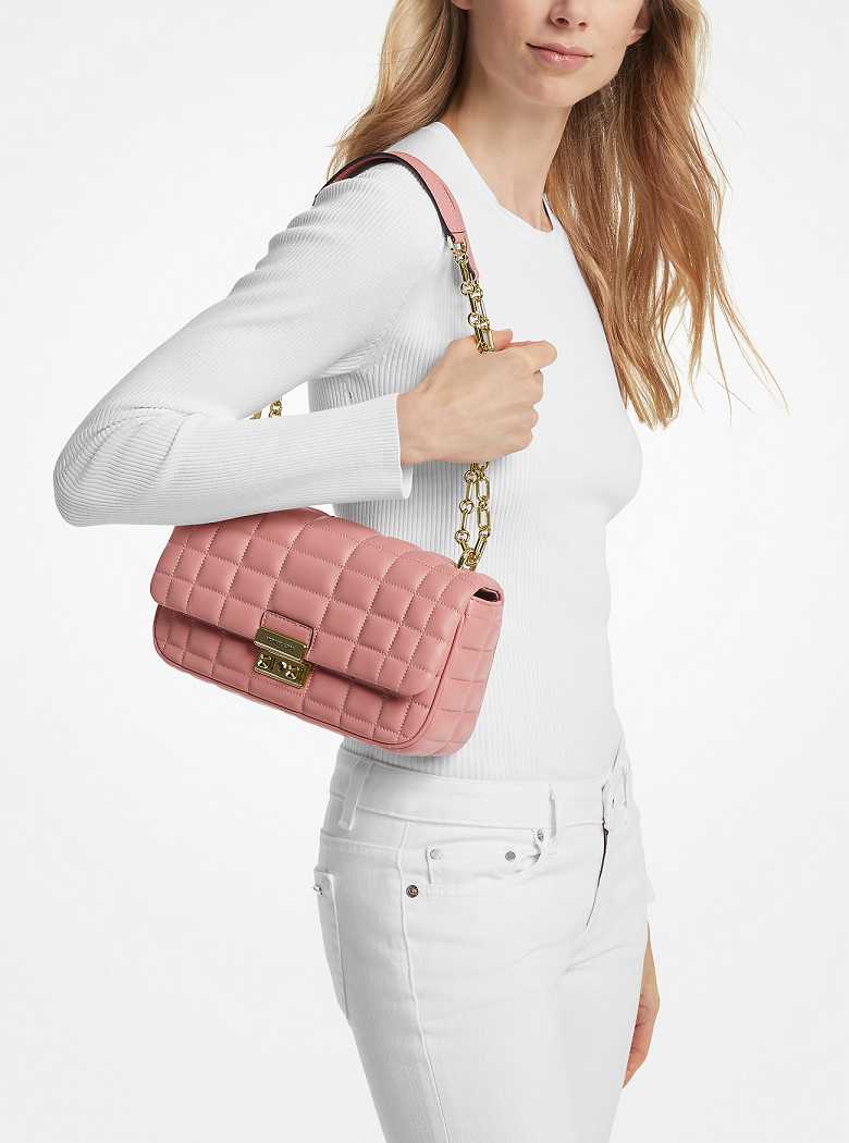 Michael Kors Tribeca Large Quilted Leather Sunset Rose | SN-MK26998