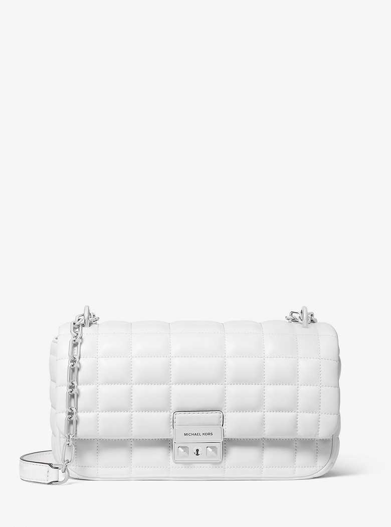 Michael Kors Tribeca Large Quilted Leather Optic White | SN-MK27030