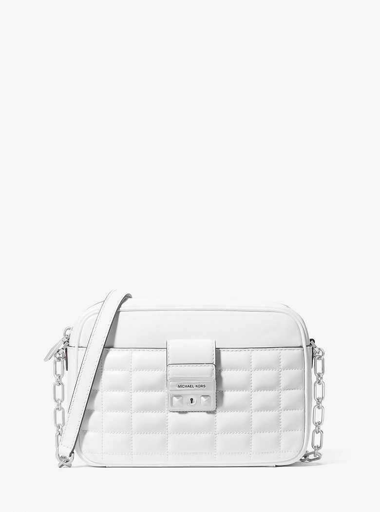 Michael Kors Tribeca Medium Quilted Leather Optic White | SN-MK27278